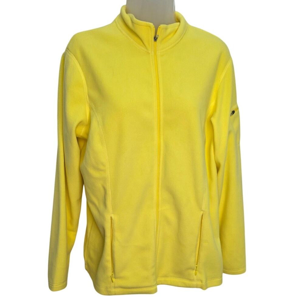 L.L.Bean Women's Fleece Jacket Medium M Yellow Full Zip Soft Lightweight